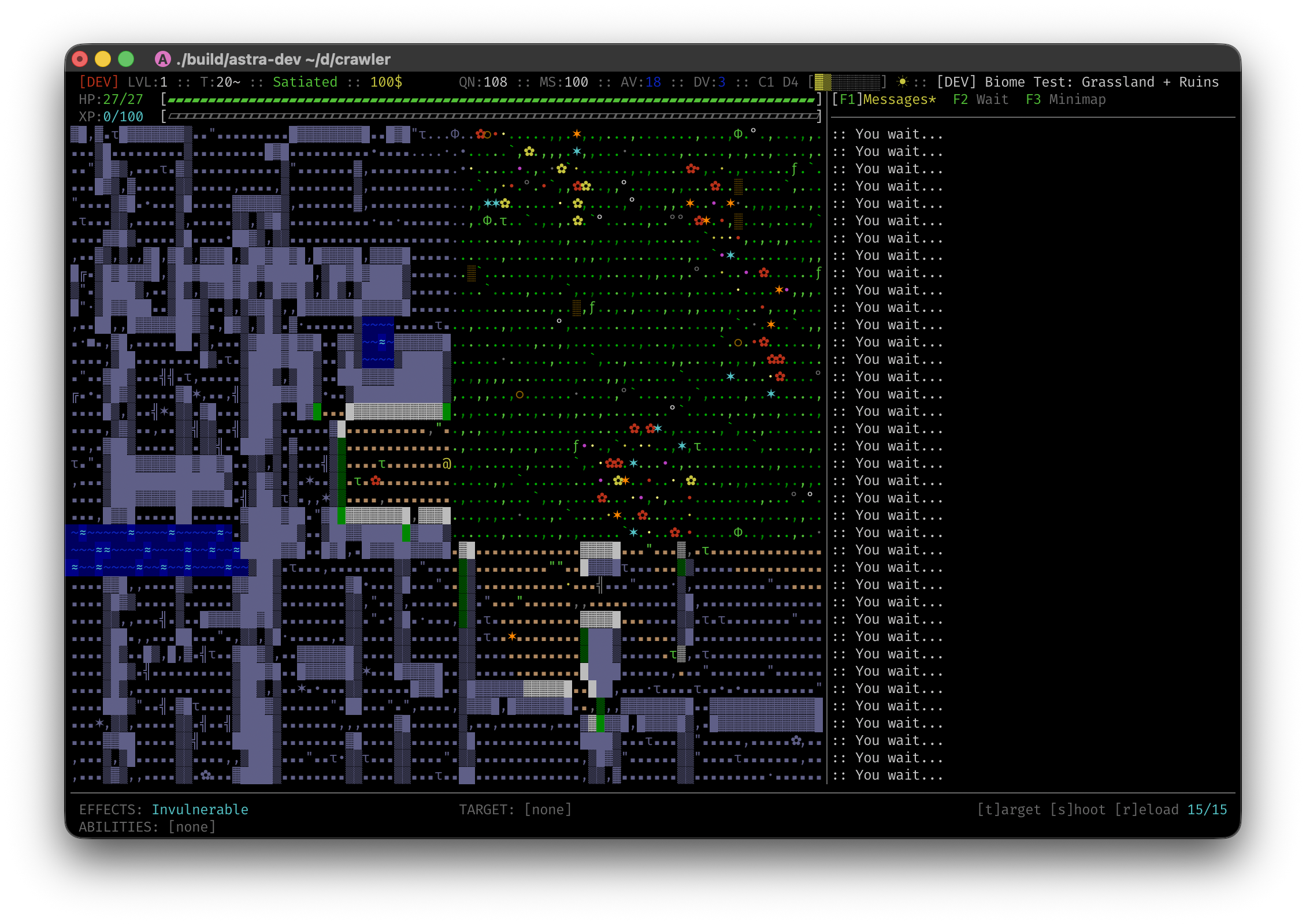 Civilization ruins — a wall network megastructure with water features and scattered loot