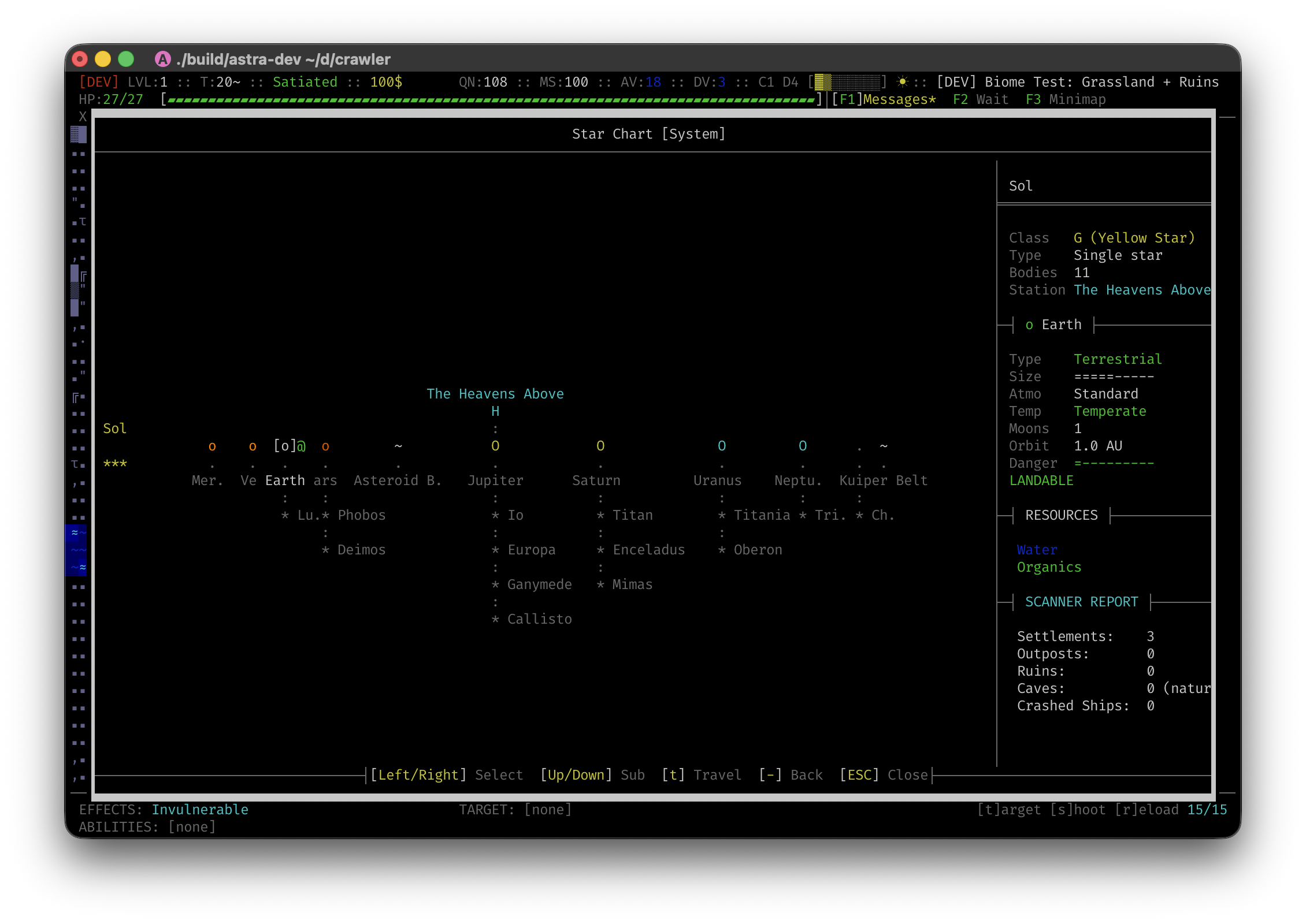Star chart Scanner Report — see what awaits on a planet before landing